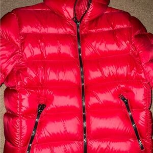 red calvin klein bubble jacket size M used a couple times like new 9.5/10